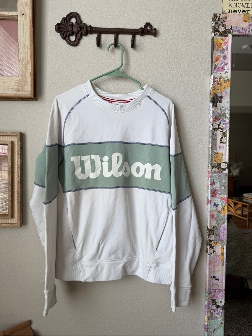 Wilson White & Sage Green Pullover Sweatshirt